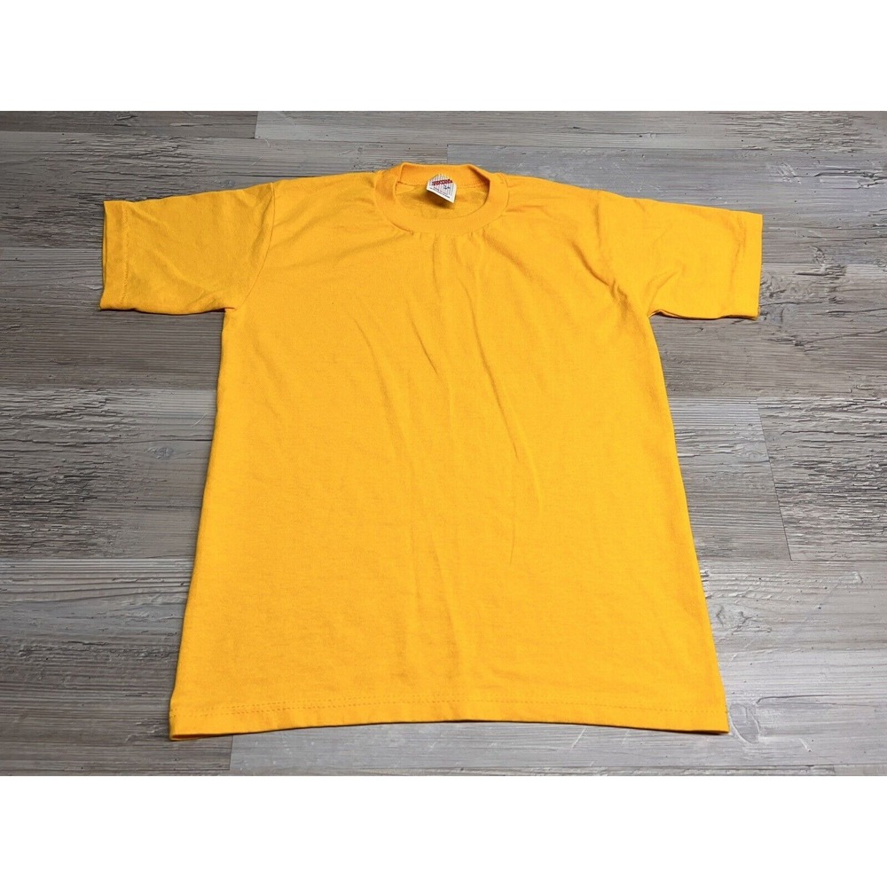 Vintage 90s Jerzees T-Shirt Youth Large‎ 14-16 Yellow Blank Single Stitch